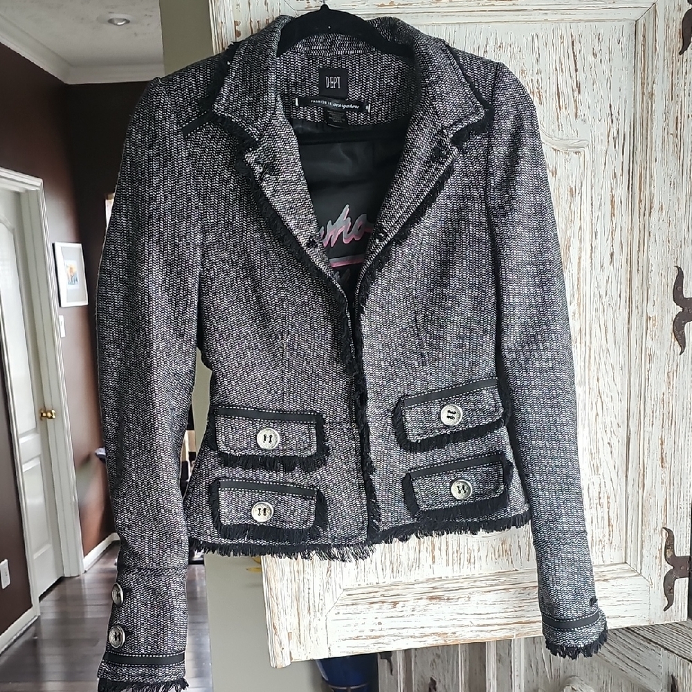 DEPT Amsterdam - Textured Tweed Women's Jacket - Black/Gray